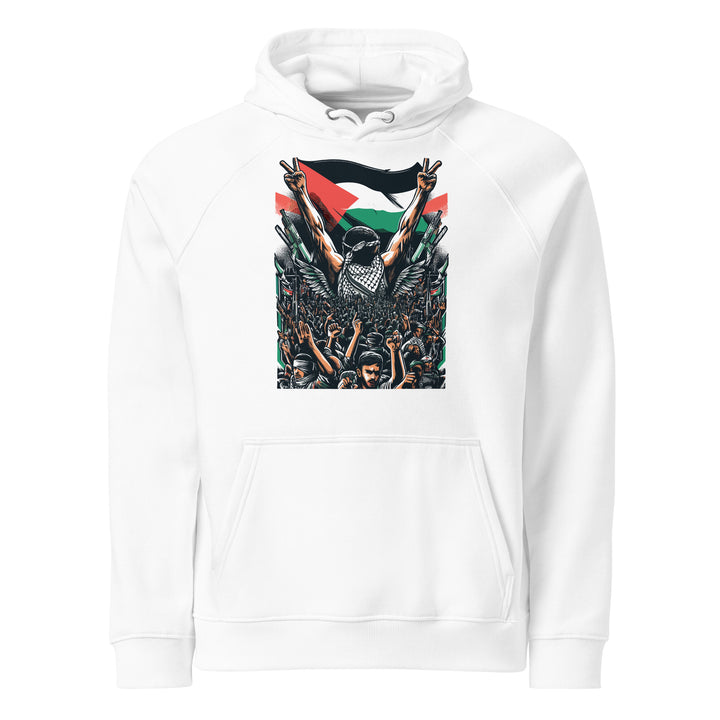 Men eco raglan hoodie - Free Palestine, Eco Raglan Hoodie White