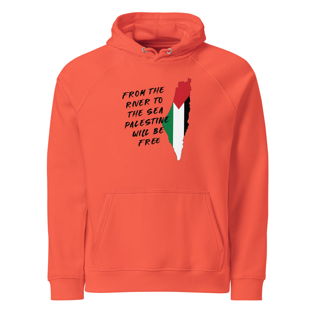 Men Eco Raglan Hoodie - From the River, Eco Raglan Hoodie Burnt Orange