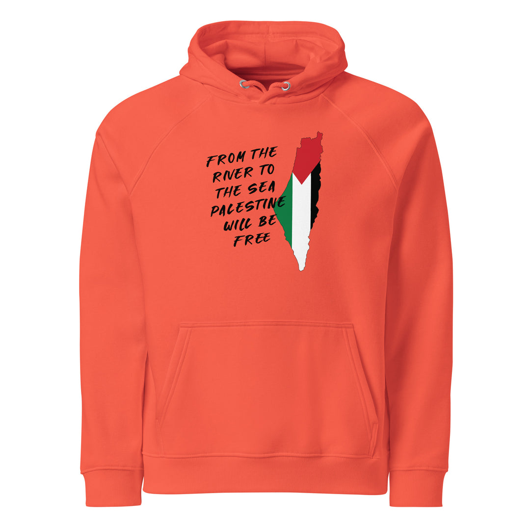 Men Eco Raglan Hoodie - From the River, Eco Raglan Hoodie Burnt Orange