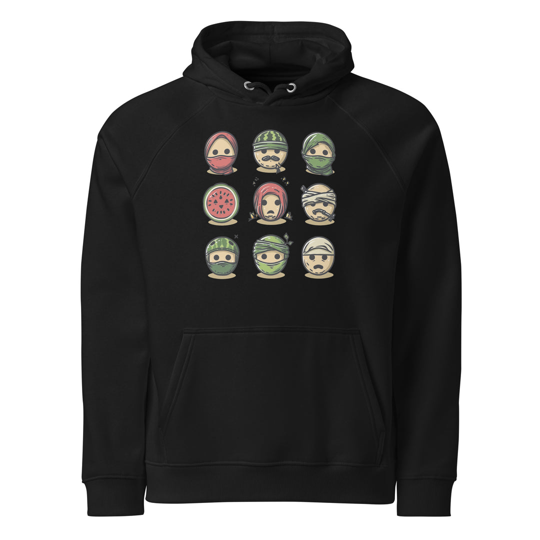 Men Eco Raglan Hoodie - Palestine Emoji, Eco Raglan Hoodie Black