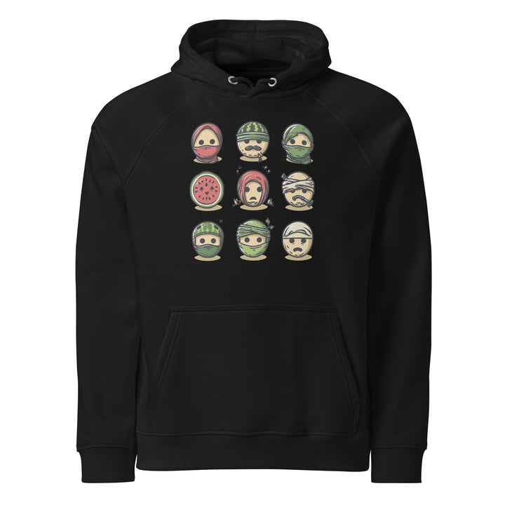 Men Eco Raglan Hoodie - Palestine Emoji, Eco Raglan Hoodie Black