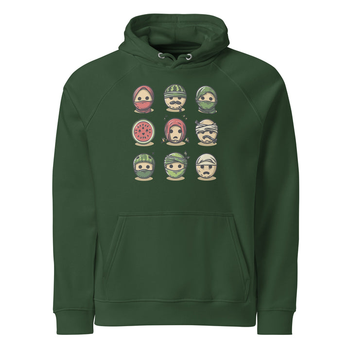 Men Eco Raglan Hoodie - Palestine Emoji, Eco Raglan Hoodie Bottle Green