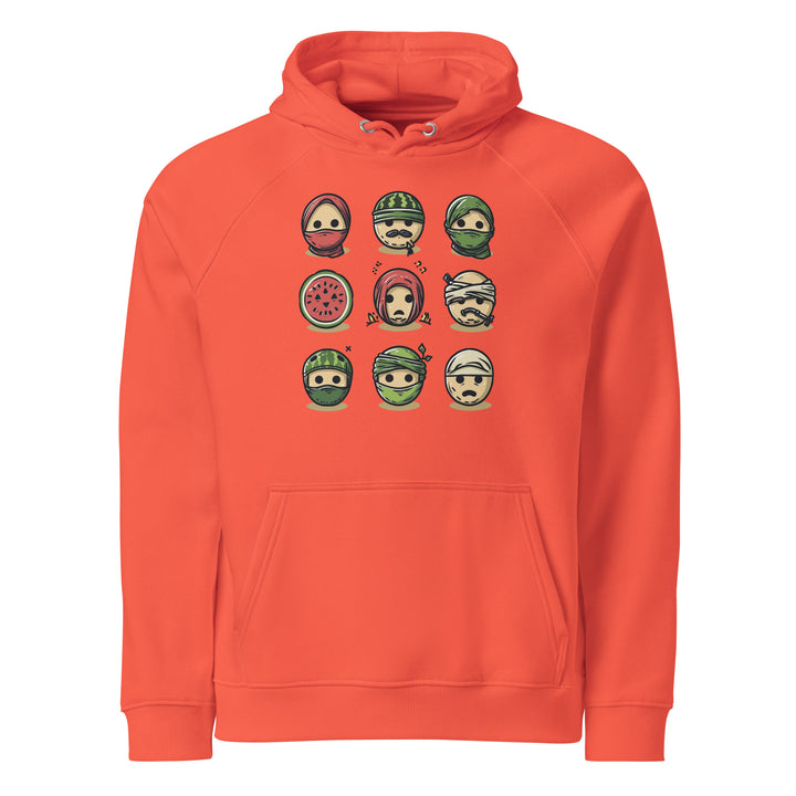 Men Eco Raglan Hoodie - Palestine Emoji, Eco Raglan Hoodie Burnt Orange