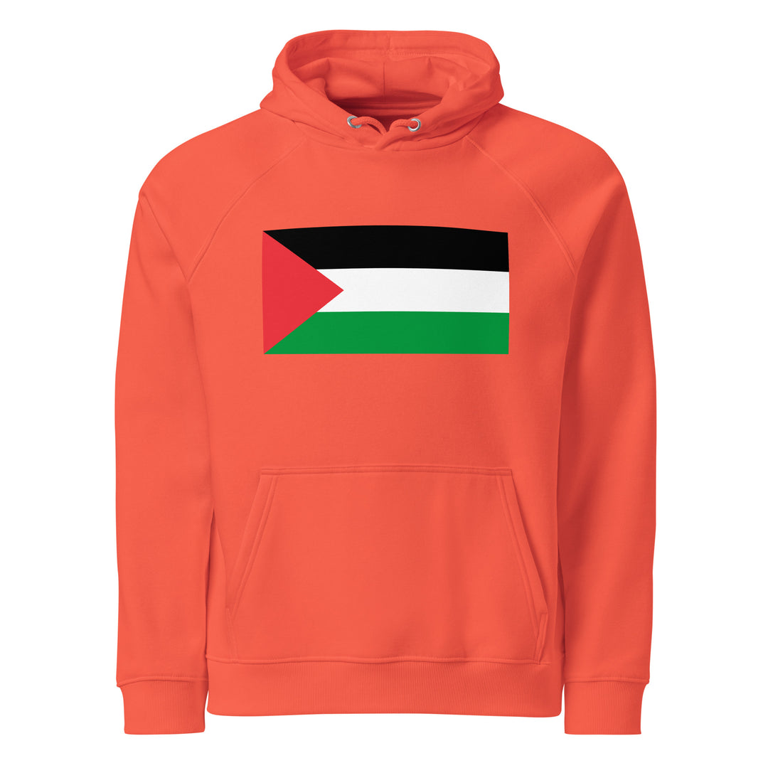 Men eco raglan hoodie - Palestine Flag, Eco Raglan Hoodie Burnt Orange