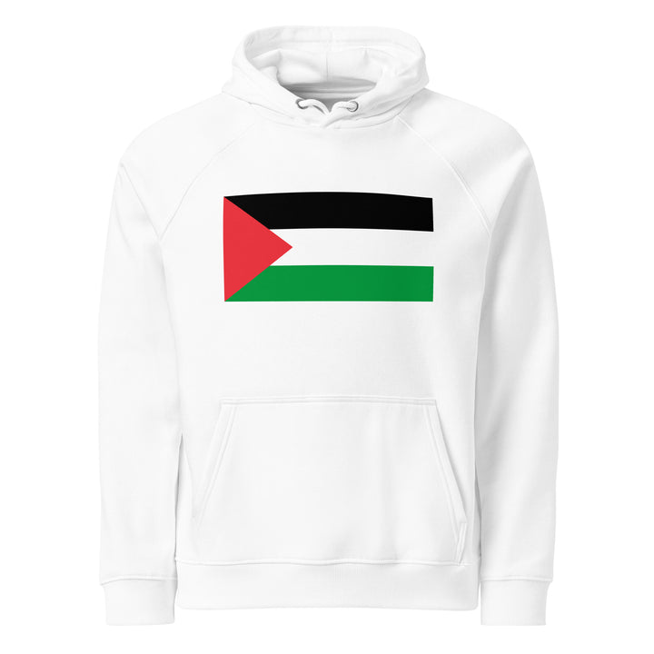 Men eco raglan hoodie - Palestine Flag, Eco Raglan Hoodie White