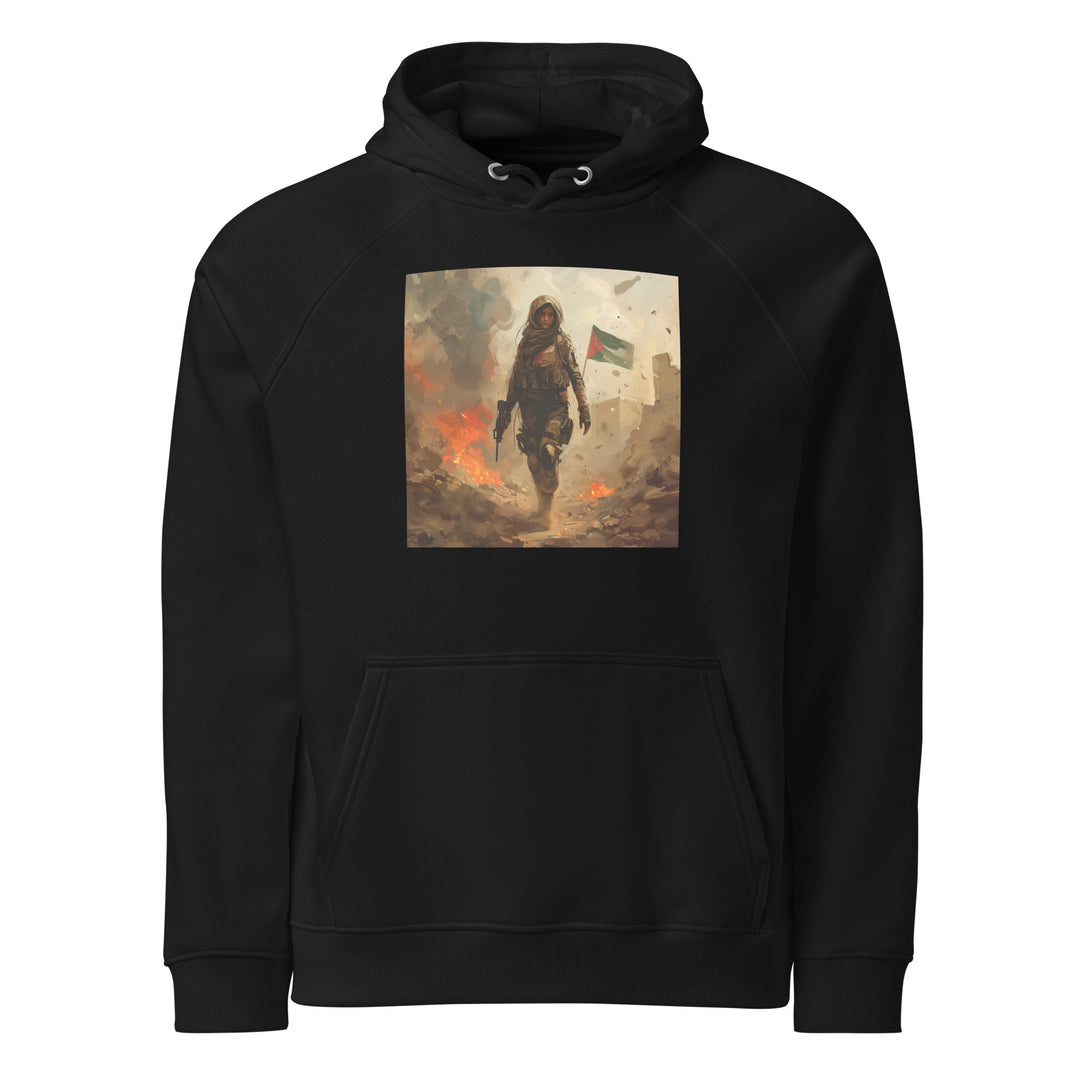 Men Eco Raglan Hoodie - Palestine Resistance, Eco Raglan Hoodie Black