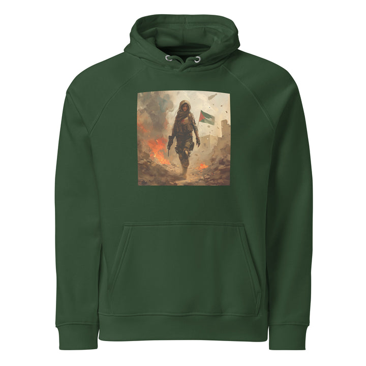 Men Eco Raglan Hoodie - Palestine Resistance, Eco Raglan Hoodie Bottle Green