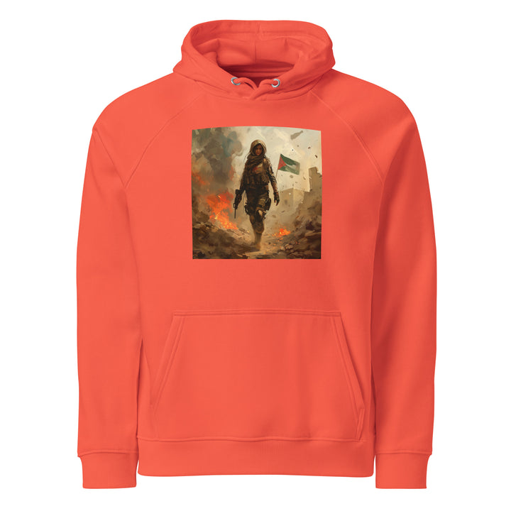 Men Eco Raglan Hoodie - Palestine Resistance, Eco Raglan Hoodie Burnt Orange
