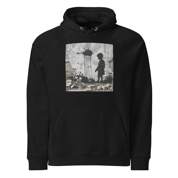 Men Eco Raglan Hoodie - Palestine Wall, Eco Raglan Hoodie Black