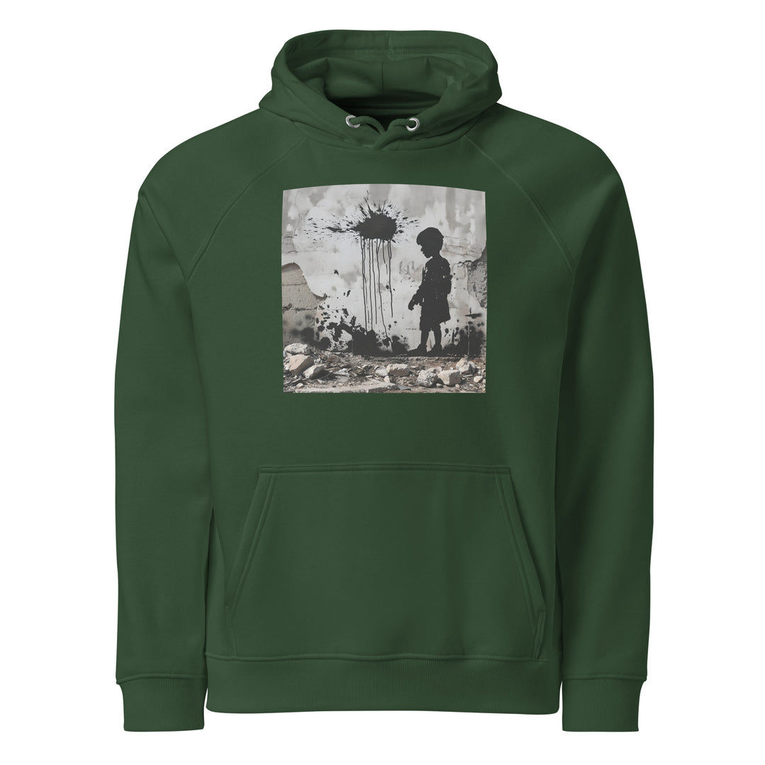 Men Eco Raglan Hoodie - Palestine Wall, Eco Raglan Hoodie Bottle Green
