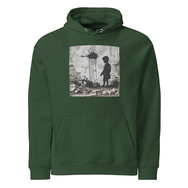 Men Eco Raglan Hoodie - Palestine Wall, Eco Raglan Hoodie Bottle Green