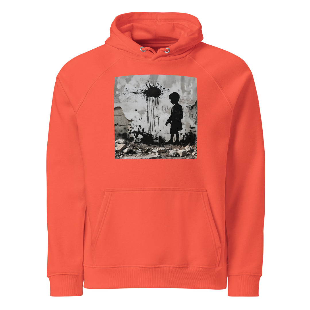 Men Eco Raglan Hoodie - Palestine Wall, Eco Raglan Hoodie Burnt Orange