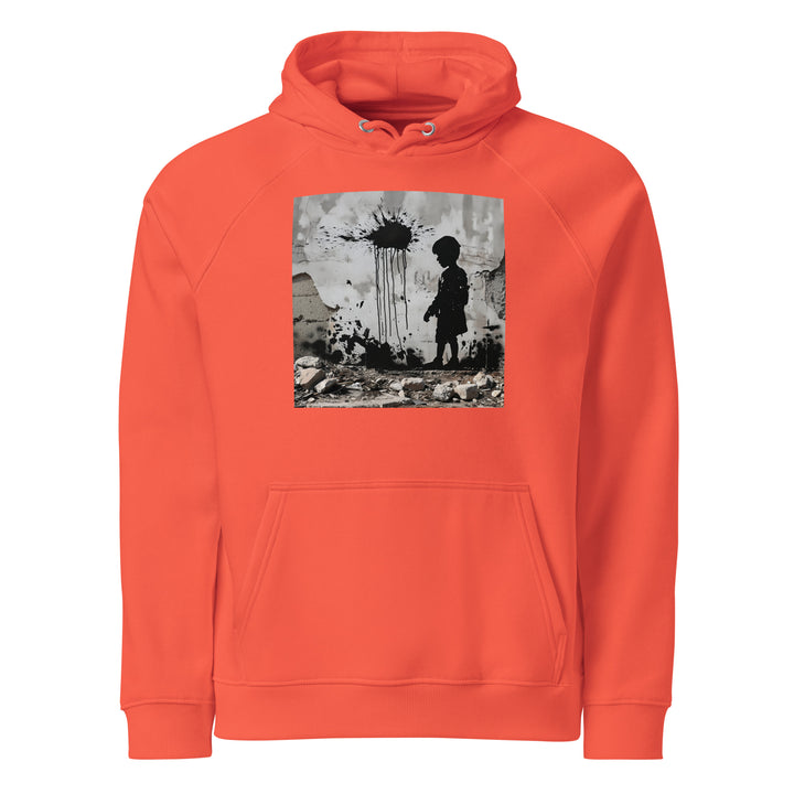 Men Eco Raglan Hoodie - Palestine Wall, Eco Raglan Hoodie Burnt Orange