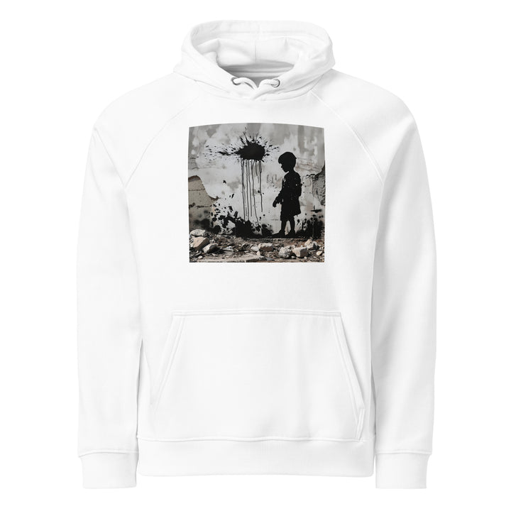 Men Eco Raglan Hoodie - Palestine Wall, Eco Raglan Hoodie White