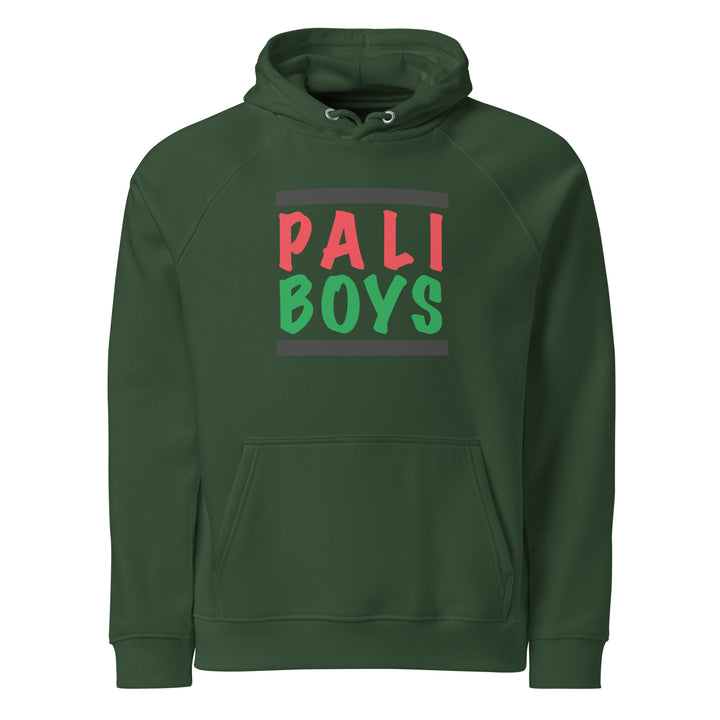 Men Eco Raglan Hoodie - Palestinian Boys, Eco Raglan Hoodie Bottle Green