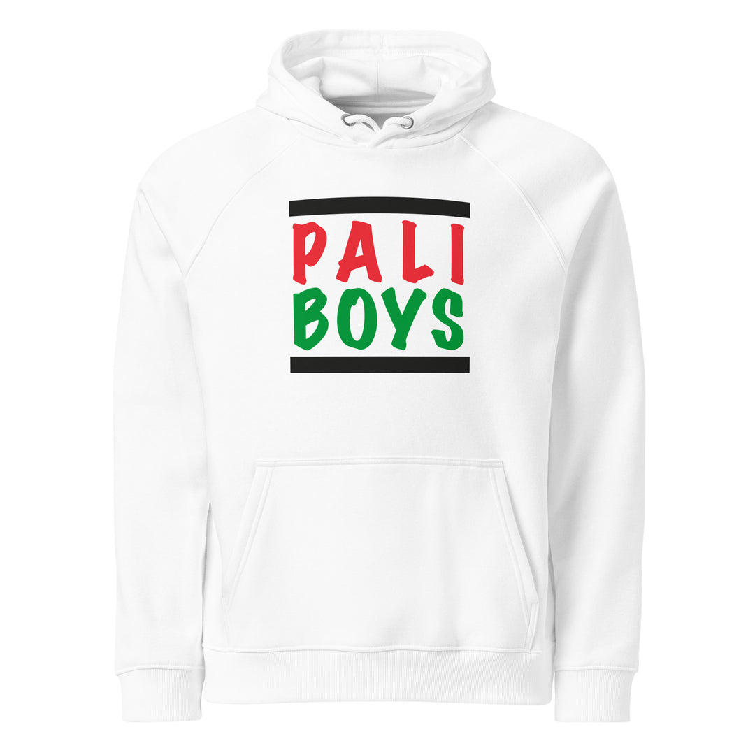 Men Eco Raglan Hoodie - Palestinian Boys, Eco Raglan Hoodie White