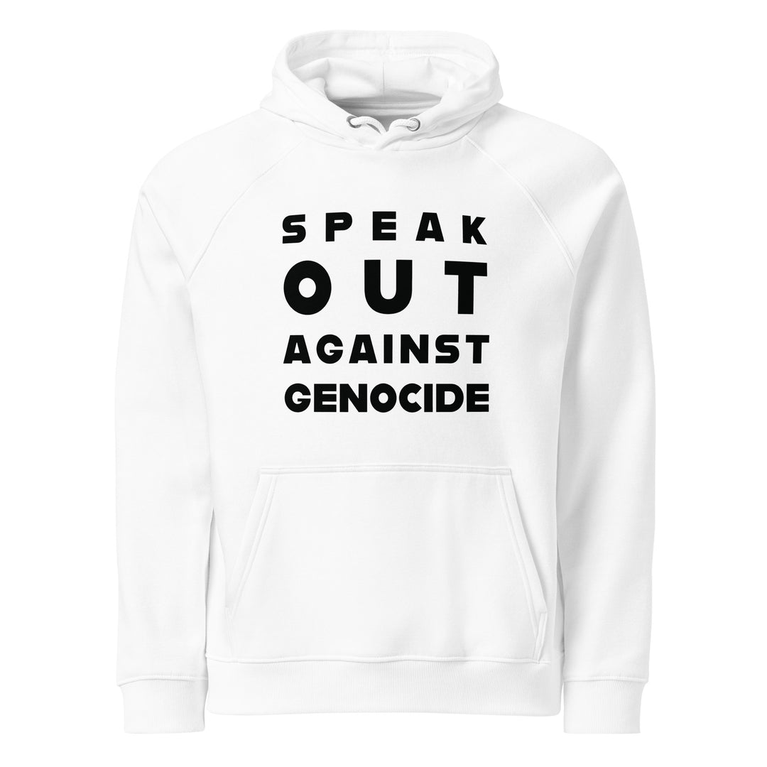 Men Eco Raglan Hoodie - Speak Out Against Genocide, Eco Raglan Hoodie White