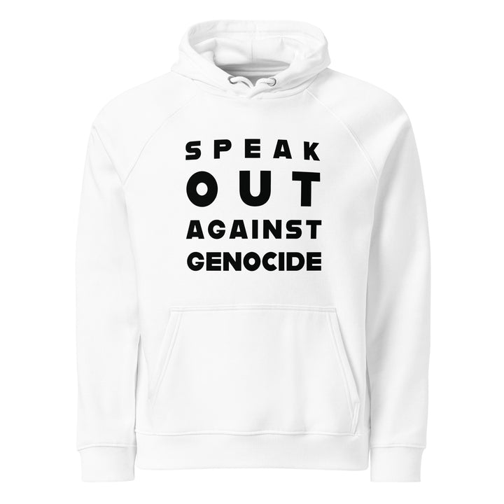 Men Eco Raglan Hoodie - Speak Out Against Genocide, Eco Raglan Hoodie White
