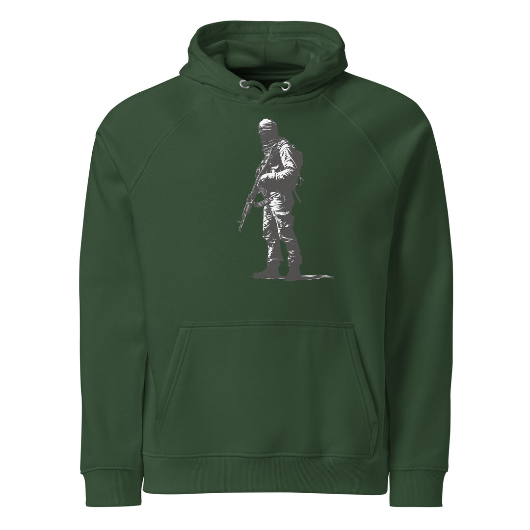 Men eco raglan hoodie - The Fighter, Eco Raglan Hoodie Bottle Green