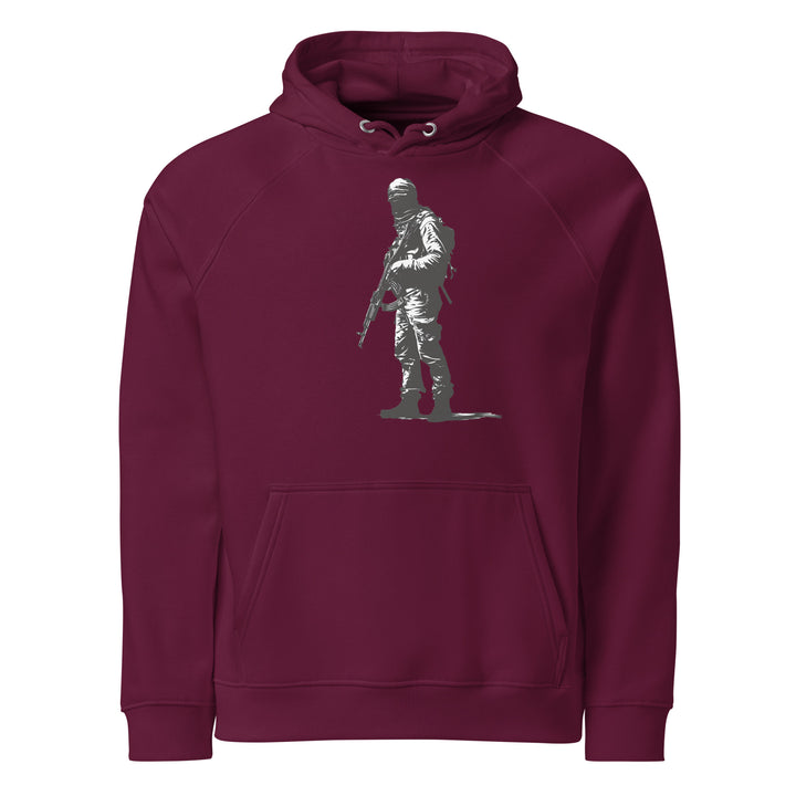 Men eco raglan hoodie - The Fighter, Eco Raglan Hoodie Burgundy