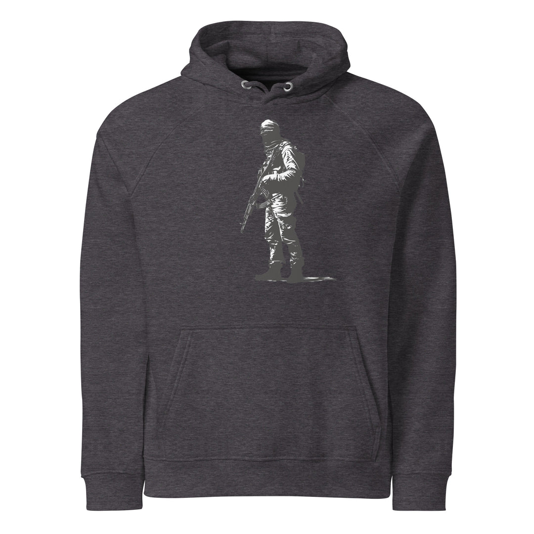 Men eco raglan hoodie - The Fighter, Eco Raglan Hoodie Charcoal Melange