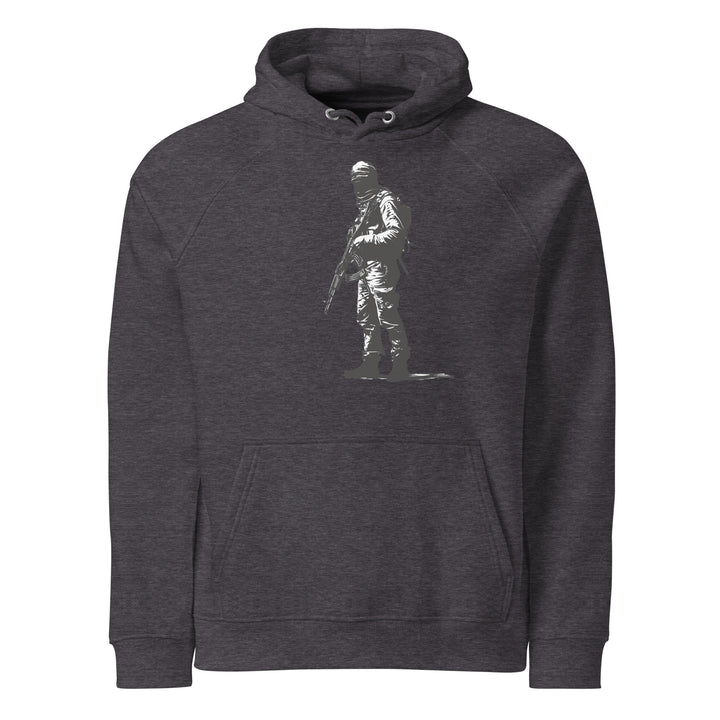 Men eco raglan hoodie - The Fighter, Eco Raglan Hoodie Charcoal Melange