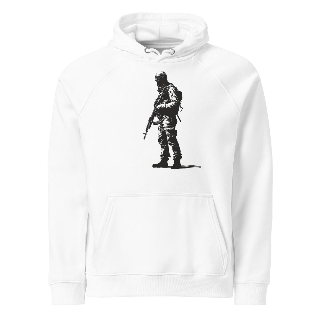 Men eco raglan hoodie - The Fighter, Eco Raglan Hoodie White