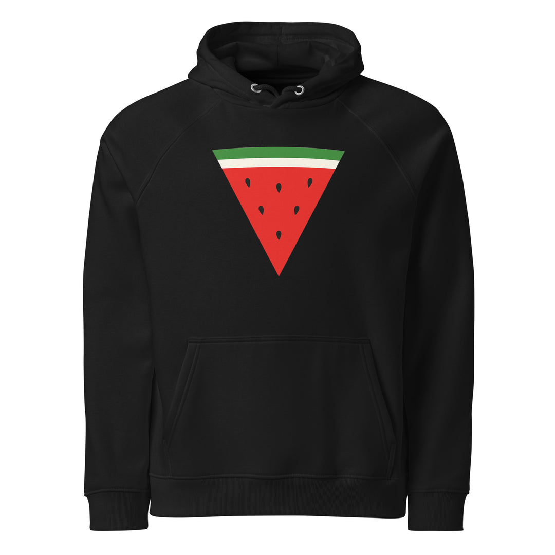Men Eco Raglan Hoodie - Triangle Watermelon, Eco Raglan Hoodie Black
