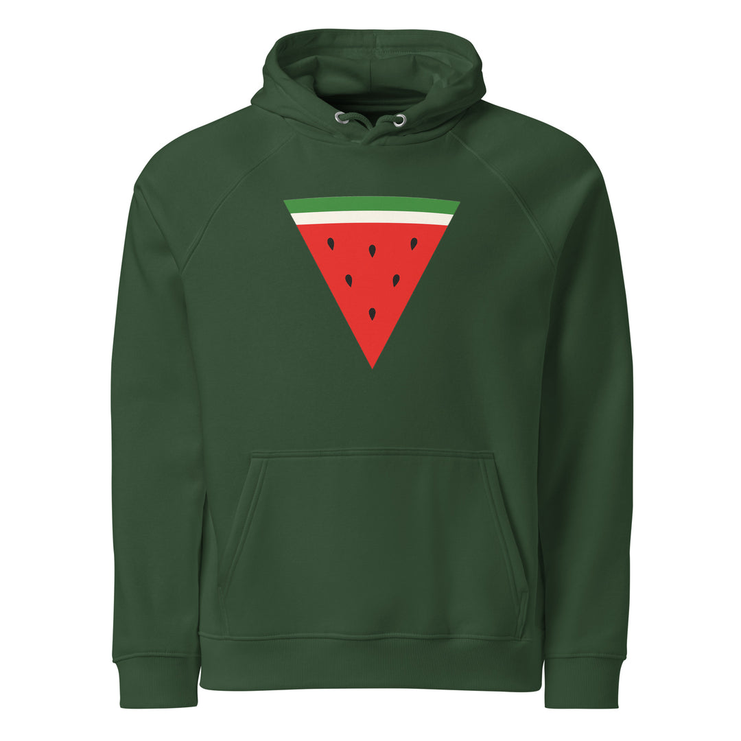 Men Eco Raglan Hoodie - Triangle Watermelon, Eco Raglan Hoodie Bottle Green