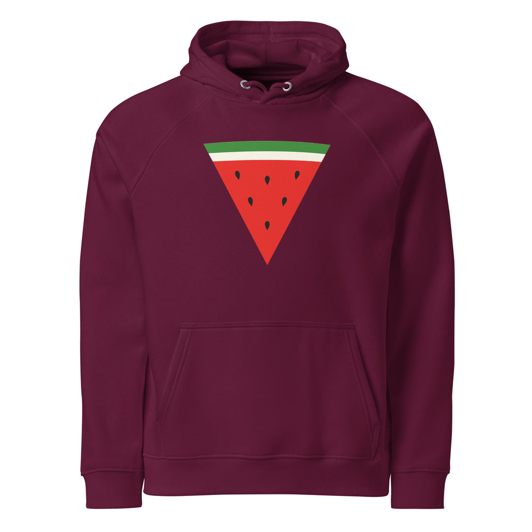 Men Eco Raglan Hoodie - Triangle Watermelon, Eco Raglan Hoodie Burgundy
