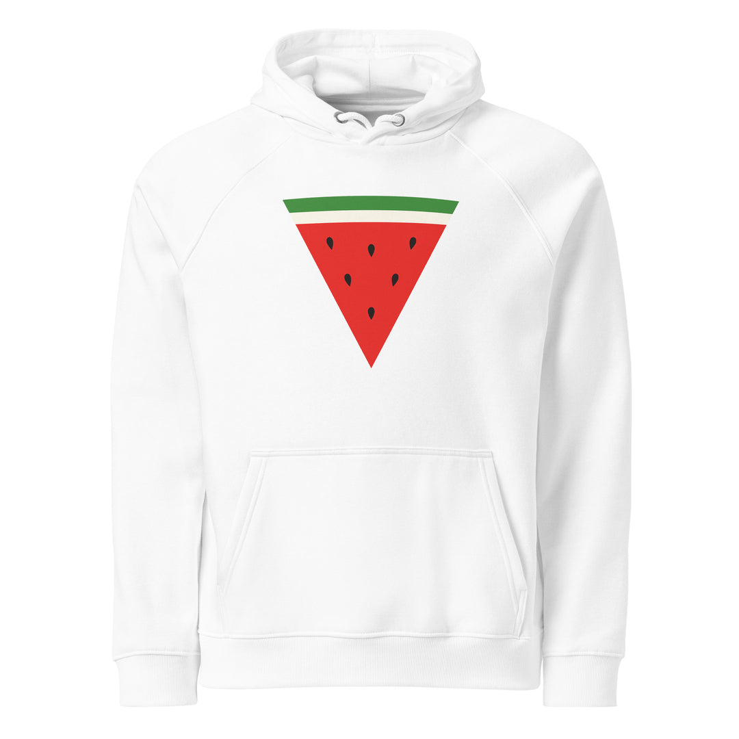 Men Eco Raglan Hoodie - Triangle Watermelon, Eco Raglan Hoodie White