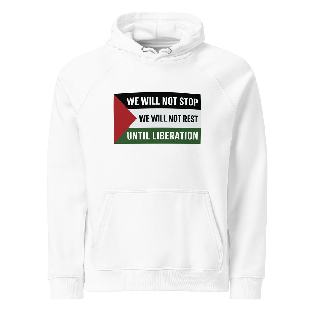 Men Eco Raglan Hoodie - We Will Not Stop, Eco Raglan Hoodie White