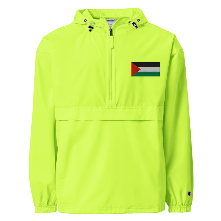 Men Embroidered Champion Packable Jacket - Palestine Flag, Embroidered Champion Packable Jacket Safety Green