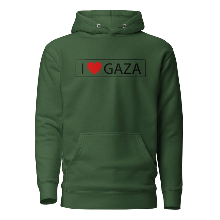 Men Hoodie - I Love Gaza, Forest Green