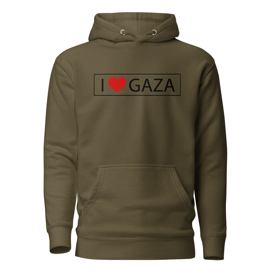 Men Hoodie - I Love Gaza, Military Green