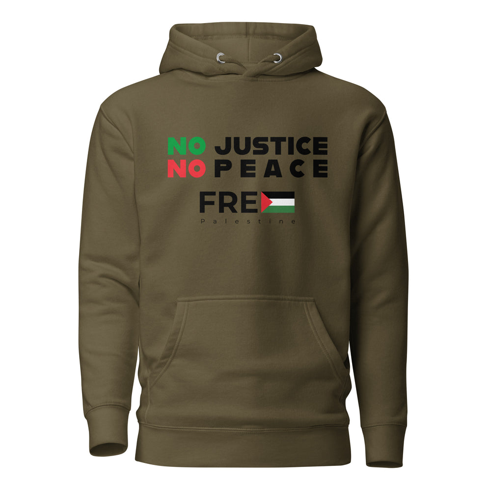 Men Hoodie - No Justice No Peace, Cotton Heritage M2580 I Unisex Premium Pullover Hoodie Military Green
