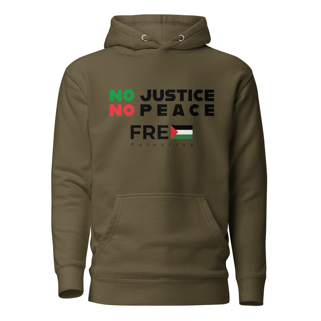Men Hoodie - No Justice No Peace, Cotton Heritage M2580 I Unisex Premium Pullover Hoodie Military Green