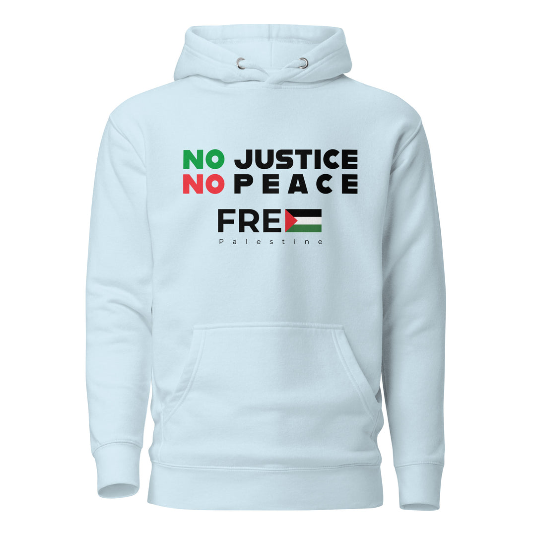 Men Hoodie - No Justice No Peace, Cotton Heritage M2580 I Unisex Premium Pullover Hoodie Sky Blue