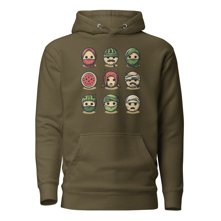 Men Hoodie - Palestine Emoji, Military Green