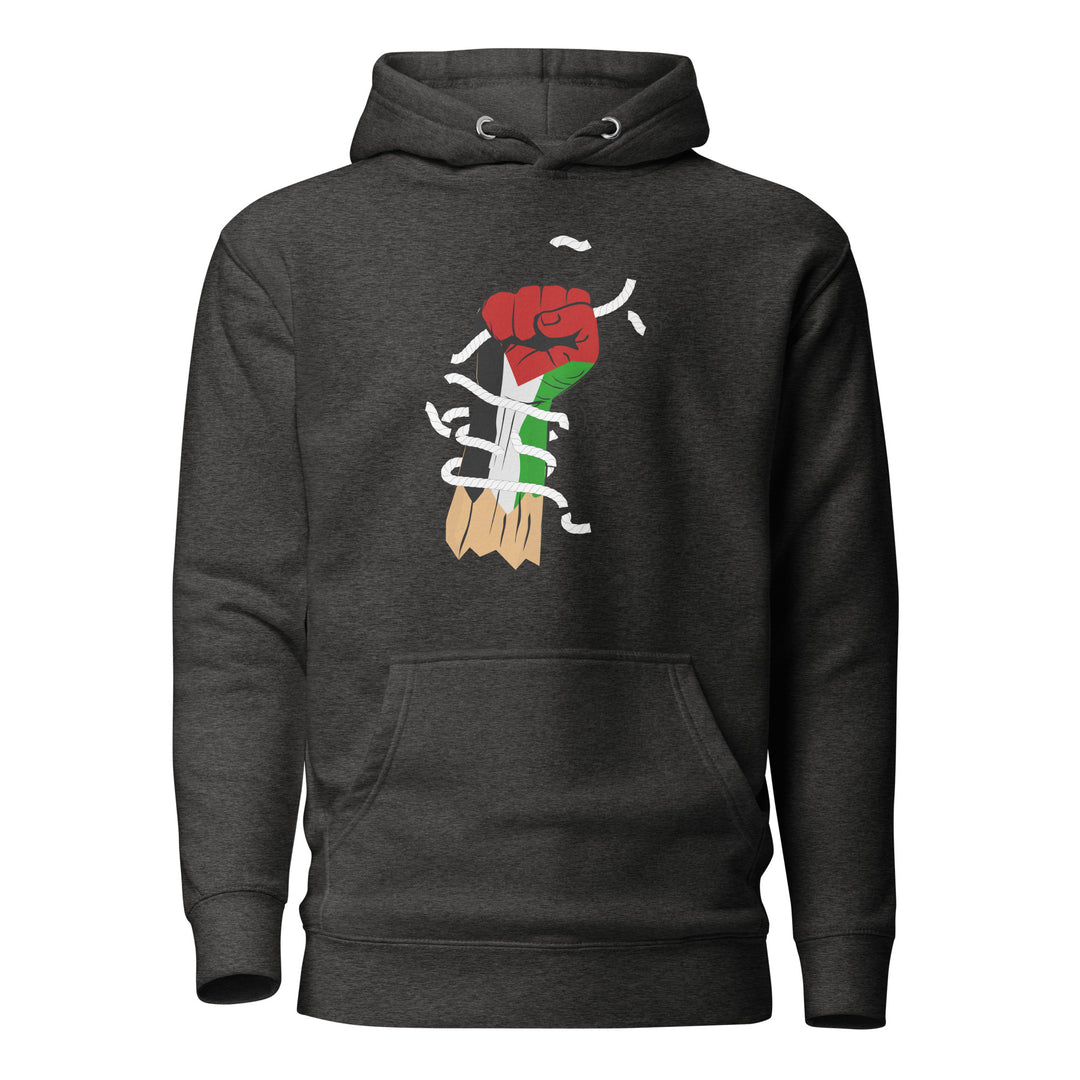 Men Hoodie - Palestine Hand, Charcoal Heather