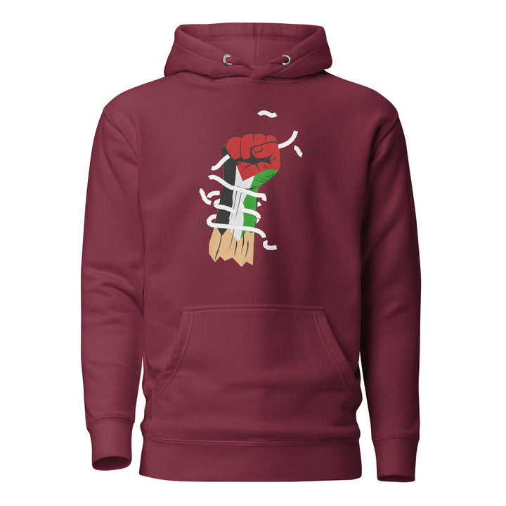 Men Hoodie - Palestine Hand, Maroon