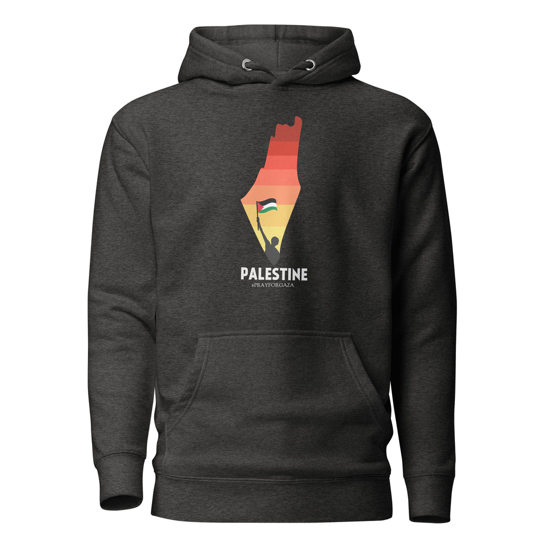 Men Hoodie - Palestine Map, Charcoal Heather