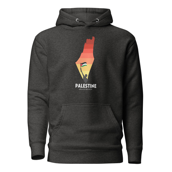 Men Hoodie - Palestine Map, Charcoal Heather