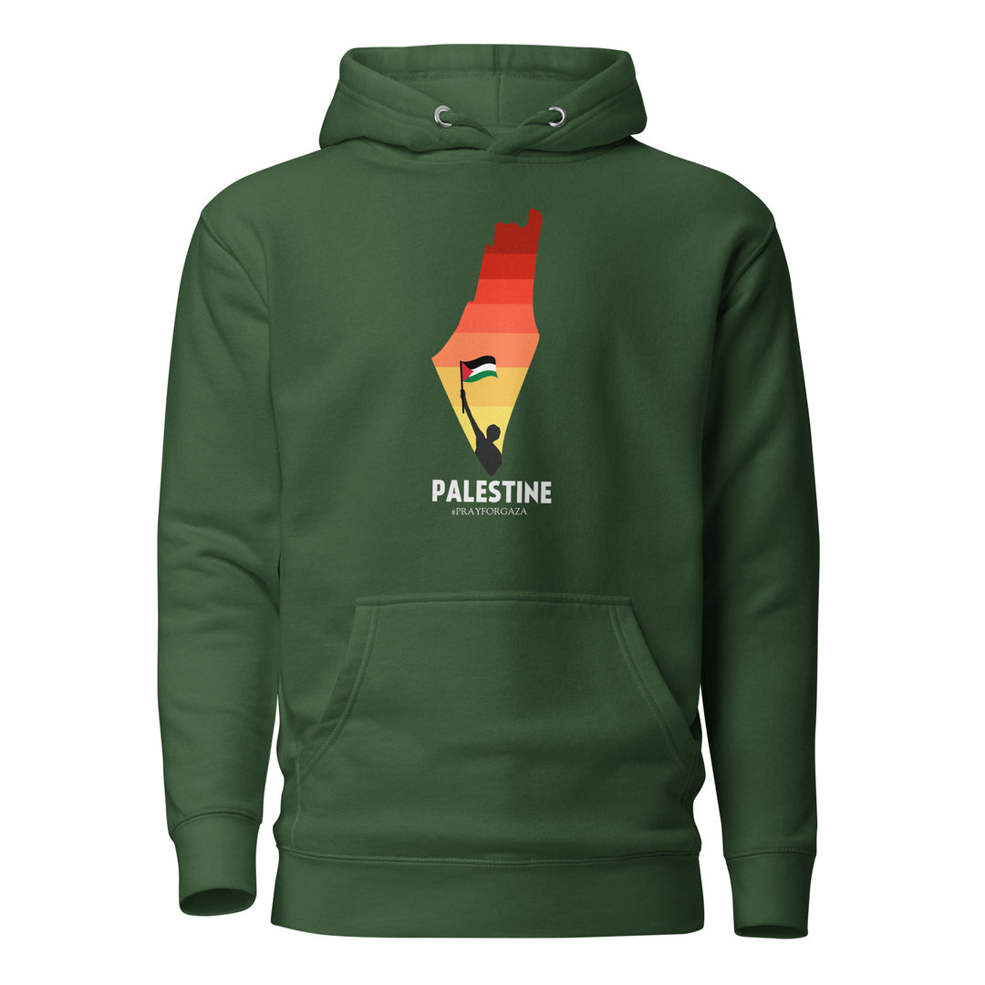 Men Hoodie - Palestine Map, Forest Green
