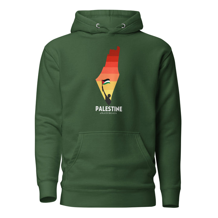 Men Hoodie - Palestine Map, Forest Green