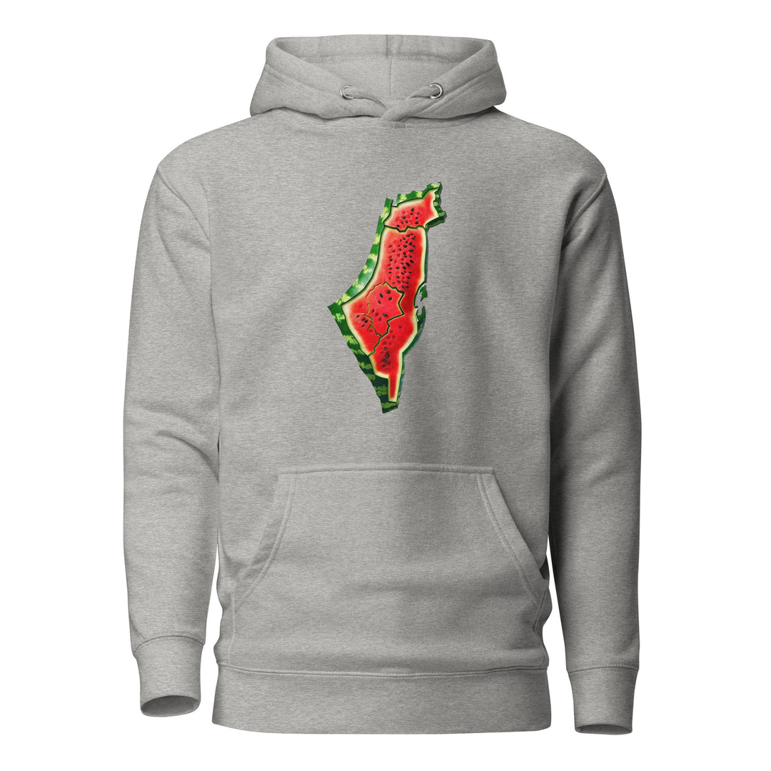 Men Hoodie - Palestine Watermelon, Carbon Grey