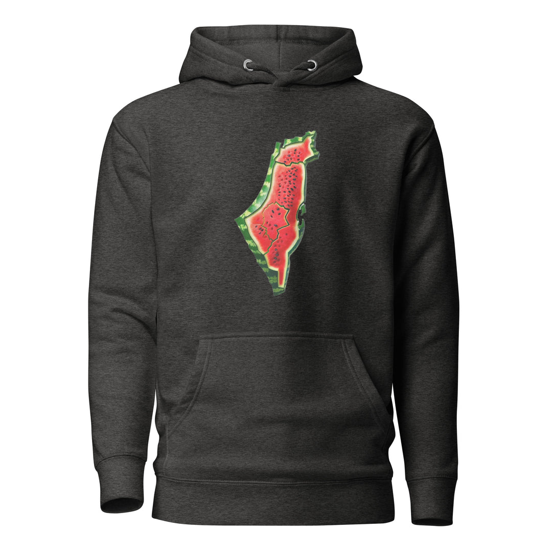 Men Hoodie - Palestine Watermelon, Charcoal Heather