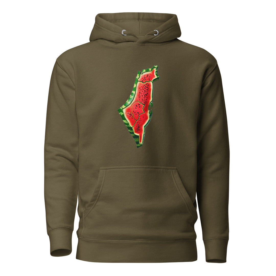 Men Hoodie - Palestine Watermelon, Military Green