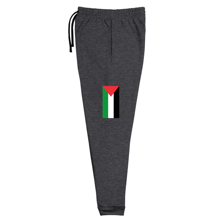 Men Joggers - Palestine Flag, Black Heather Left Leg