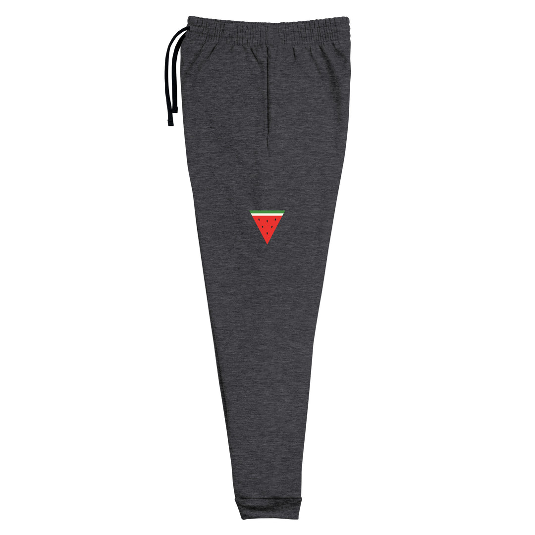 Men Joggers - Triangle Watermelon, Black Heather Left Leg